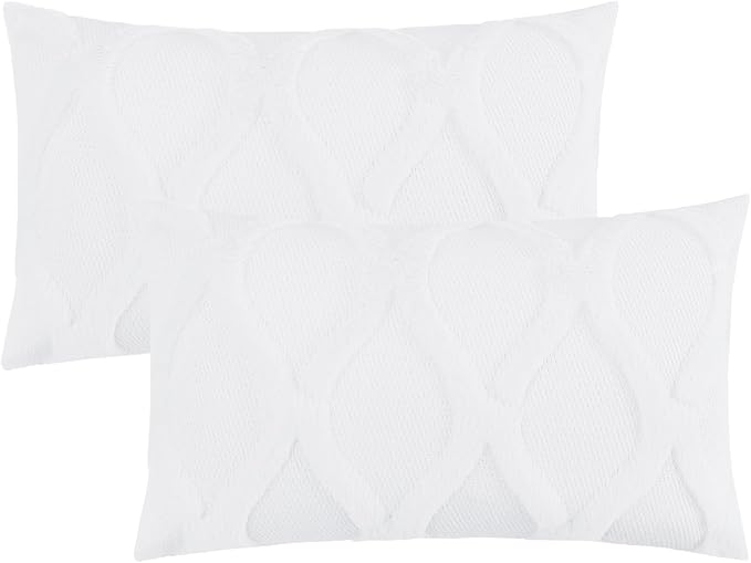 decorUhome Spring Throw Pillow Covers 12x20 Inch Set of 2, Soft Plush Faux Fur Wool Lumbar Pure White Accent Couch Pillow Covers for Modern Farmhouse Bed Sofa Living Room