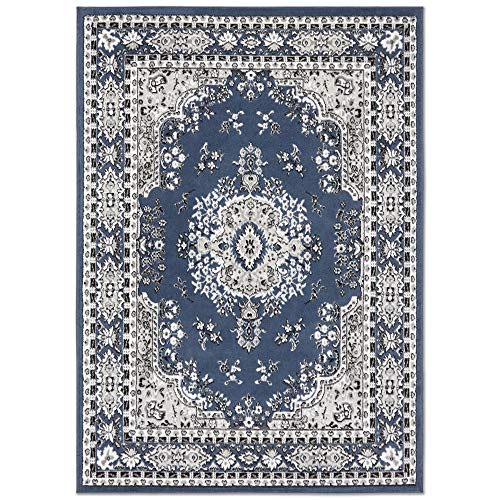 Home Dynamix Premium Sakarya Traditional Medallion Border Area Rug, Midnight Blue, 3'7"x5'2" Rectangle - color: Blue/Ivory, size: 3'7" x 5'2" (Rectangular)