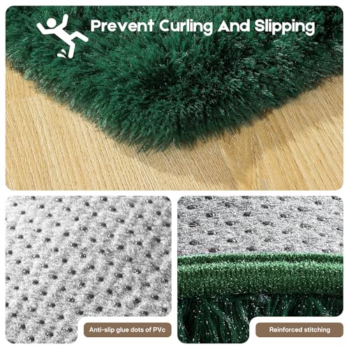 5x7 Dark Green Rugs for Living Room Bedroom, Fluffy Large Area Rug Soft Shag Non-Slip Carpet for Kids Boys and Girls Room Dorm Home Decor (5ft x 7ft) - color: Dark Green, size: 5' x 7' (Rectangular)