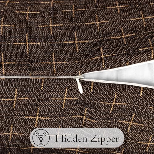 JoraLion Decorative 14x36 Lumbar Pillow Cover, Dark Coffee Cross Pattern Woven Textured Cushion Case Polyester Cozy Modern Farmhouse Vintage Pillowcase for Couch Sofa Bed Living Room, ONLY 1 Cover - color: Dark Coffee