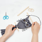 ORIGACH DIY Macrame Owl Wall Hanging Tapestry Kit Grey Cotton Handmade Macrame Owl Kit with Video Tutorials Boho Macrame Wall Hanging Decor Woven Ornament Gift for Bedroom Living Room