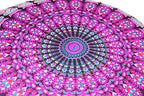 32" Peacock Mandala Bohemian Yoga Meditation Floor Pillow Cover Comfortable Home Car Bed Sofa Cushion Couch Seating Large Zipped Throw (32 inches, Pink Purple) - color: Pink Purple