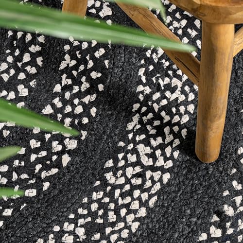 JONATHAN Y Abyss Braided Jute Black/White 5' Round Indoor Area Rug, Bohemian, Classic, Coastal, Easy-Cleaning for Living Room, Bedroom, Kitchen, Pet Friendly, Non-Shedding (RNF117C-5R) - color: Black, size: 5' (Round)