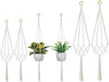 6pcs Macrame Hanging Baskets | Cotton Rope Hanging Basket for Plants | Boho Decorative Cotton Rope Hanging Basket for Flower Pots and Plants 80/90/100cm
