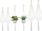 6pcs Macrame Hanging Baskets | Cotton Rope Hanging Basket for Plants | Boho Decorative Cotton Rope Hanging Basket for Flower Pots and Plants 80/90/100cm