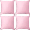 Thmyo 4-Pack 100% Cotton Comfortable Solid Decorative Throw Pillow Case Square Cushion Cover Pillowcases Valentines Day DIY Pillow Covers for Sofa(Only Covers, No Pillows)(18x18 inch/45x45cm,Pink)