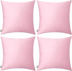 Thmyo 4-Pack 100% Cotton Comfortable Solid Decorative Throw Pillow Case Square Cushion Cover Pillowcases Blank Pillow Covers Valentines Day DIY Throw Pillowcase for Sofa Bed(16x16inch/40x40cm,Pink)