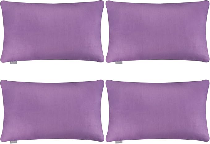 Thmyo 4-Pack 100% Cotton Lumbar Comfortable Solid Decorative Throw Pillow Case, Rectangle Cushion Cover Pillowcase Sublimation Blank Pillow Covers DIY Throw Pillowcase(12x20inch/30x50cm, Purple)
