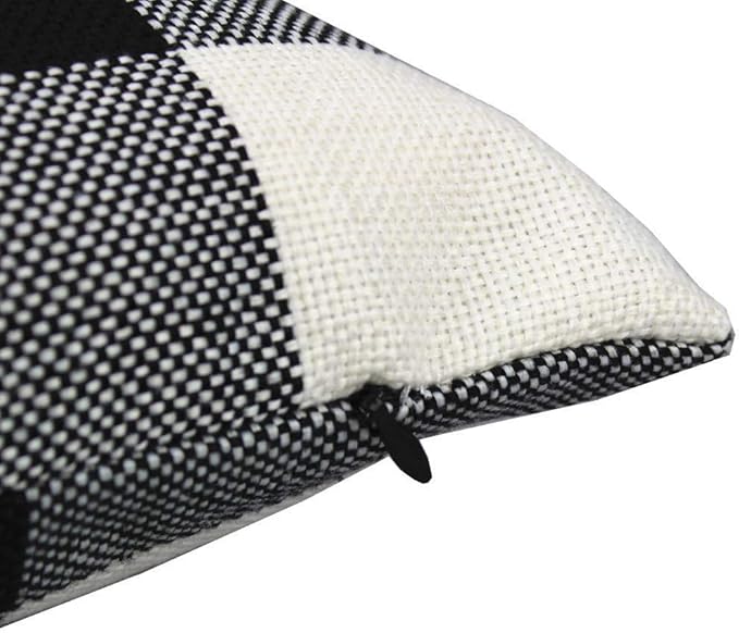 VAKADO Outdoor Farmhouse Buffalo Plaids Throw Pillow Covers 18x18 Set of 2 Black White Decorative Classroom Front Porch Classic Decor Retro Boho Cushion Cases Fall Home Rustic Check for Couch Patio