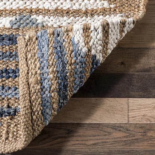 nuLOOM Hand Braided Marla Denim And Jute Diamonds Area Rug, 6x9, Off-white - color: Marla Off-white, size: 6' x 9' (Rectangular)