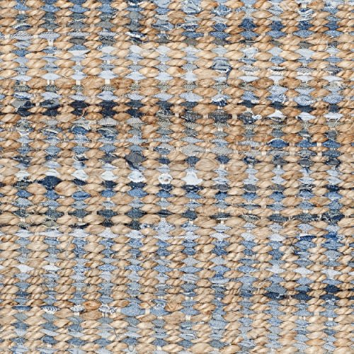SAFAVIEH Cape Cod Collection Accent Rug - 3' x 5', Natural & Blue, Handmade Flat Weave Coastal Braided Jute, Ideal for High Traffic Areas in Entryway, Living Room, Bedroom (CAP352A) - size: 3' x 5' (Rectangular)