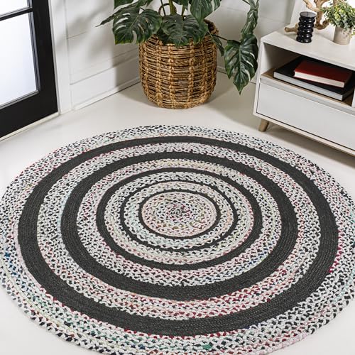 JONATHAN Y Abyss Braided Jute White/Multi 4' Round Indoor Area Rug, Bohemian, Classic, Coastal, Easy-Cleaning for Living Room, Bedroom, Kitchen, Pet Friendly, Non-Shedding (RNF117B-4R) - color: White, size: 4' (Round)