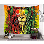 Simsant Rasta Rastafarian Tapestry Lion Head Bob Tapestry Wall Hanging (80"x60") - size: 80"L x 60"W