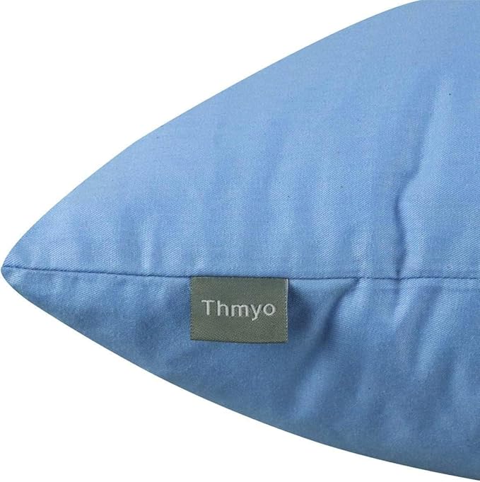 4-Pack 100% Cotton Comfortable Solid Decorative Throw Pillow Case,Thmyo Square Cushion Cover Pillowcase Sublimation Blank Pillow Covers DIY Throw Pillowcase for Sofa(16x16 inch/ 40x40cm,Sky Blue)