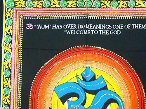 Om/Aum Cotton Batik Wall Hanging Painting Yoga : Size 43"x30" Inches - color: Aum/ Om