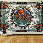 Cohpoh Burning Sun Tapestries Hippie Eyes Tapestry Mandala Vines Moon Phase Tapestry Wall Hanging for Room(51.2 x 59.1 inches)