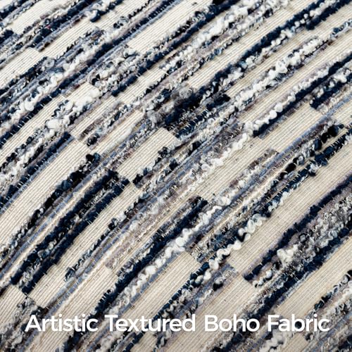 a moment Boho Throw Pillow Covers Set of 2,Striped Decorative Rustic Farmhouse Pillow Cases,Aesthetic Modern Home Decor Couch Cushion Covers for Bed Sofa Living Room 20"X20" Blue - color: Blue, size: 20" x 20" (Pack of 2)