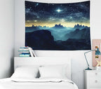 EMMTEEY Fantasy Tapestry Mountains under Starry Sky 60X40 Inch Small Tapestry Wall Art Hanging Tapetries for Bedroom Living Room Dorm Décor