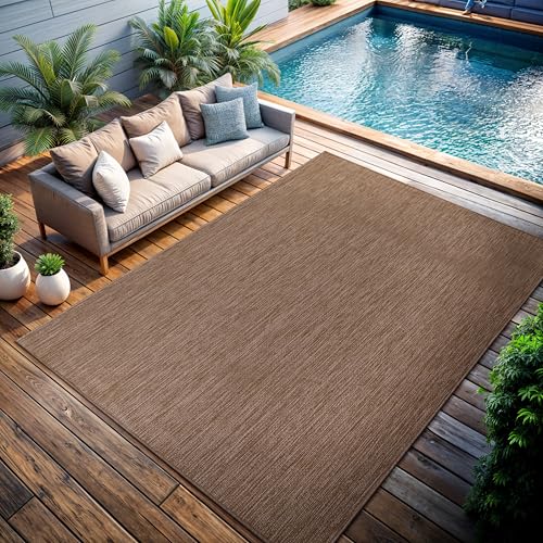 CAMILSON Outdoor Rug 6x9 Modern Area Rugs for Indoor and Outdoor Patios and Porches - Waterproof, Washable, Non-Shedding, Easy-to-Clean Outside Carpet (6 x 9, Solid - Jute) - color: Solid - Natural, size: 6'7" x 9' (Rectangular)