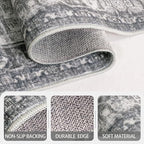 6x6 Square Area Rug, Soft Non Slip Low Pile Washable Rug, Boho Modern Area Rug for Bedroom, Laundry Room, Distressed Grey - color: Distressed Grey, size: 6x6 (Square)