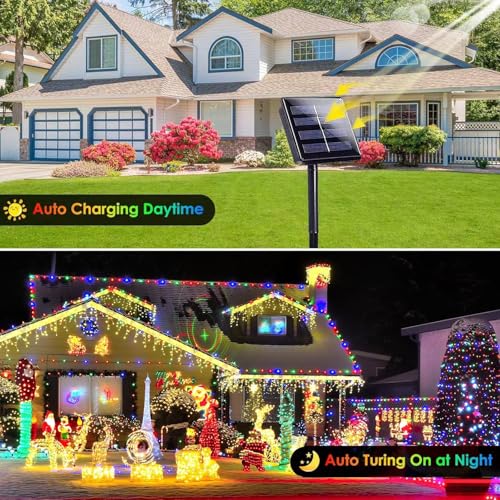 Extra-Long 144FT Solar String Lights for Outside, 2 Pack 400LED Solar Fairy Lights Outdoor Waterproof, Copper Wire with 8 Modes Solar Twinkle Lights for Tree Garden Party Patio Xmas Decor (Multicolor) - color: Multicolor, size: 2 Pack-400LED