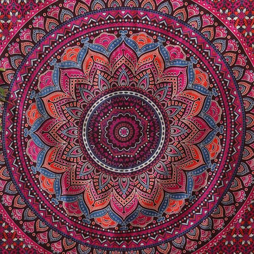 Popular Handicrafts Mandala Hippie Psychedelic Ombre Tapestry Wall Hanging - Indian Maditation Gypsy Bohemian Hippy Dorm Room Decor Purple Wine 82x54 Inch - color: Purple Wine, size: 82"L x 54"W