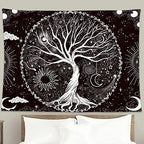 Wonrizon Tree of Life Tapestry,Black and White Galaxy Space Tapestries Aesthetic Psychedelic Wall Hanging decor for Living Room Bedroom (59.1" x 82.7") - size: 82.7"L x 59.1"W