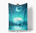 Galaxy Space Throw Blanket Moon Flower Stars Print Decor Soft Warm Cozy Blanket Plush Teal Throws Blankets for Women Girls Kids Couch Travel Livingroom Bedroom Decor 60 x 80 Inch