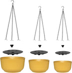 Hanging Planters 9/10/11 Inch for Indoor Plants, 3 Pack Plant Hanger Outdoor with Drainage Holes, Self Watering Hanging Basket Flower Pot for Garden Home Decor, Yellow