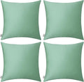 Thmyo 4-Pack 100% Cotton Comfortable Solid Decorative Throw Pillow Case, Square Cushion Cover Pillowcase Sublimation Blank Pillow Covers DIY Throw Pillowcase for Sofa(18x18 inch/ 45x45cm,Mist Green)