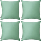 Thmyo 4-Pack 100% Cotton Comfortable Solid Decorative Throw Pillow Case, Square Cushion Cover Pillowcase Sublimation Blank Pillow Covers DIY Throw Pillowcase for Sofa(20x20 inch/ 50x50cm,Mist Green)