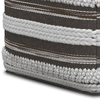 SIMPLIHOME Sommer Boho Square Pouf in Natural/Taupe Grey Handloom Woven Pattern for the Living Room, Bedroom and Kids Room - color: Natural/Taupe Grey, style: Cotton Pouf