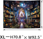 Heynvioo Mysterious Bookshelf Tapestry Galaxy Space Library Tapestry Fantasy Landscape Vintage Aesthetic Tapestries Book Decoration Wall Hanging Decor for Bedroom Home