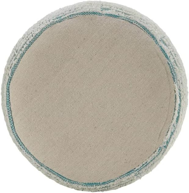 LR Home Indoor Polyester Modern Striped Ottoman Pouf | Aqua/White,18" x 18" x 14"