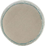 LR Home Indoor Polyester Modern Striped Ottoman Pouf | Aqua/White,18" x 18" x 14"