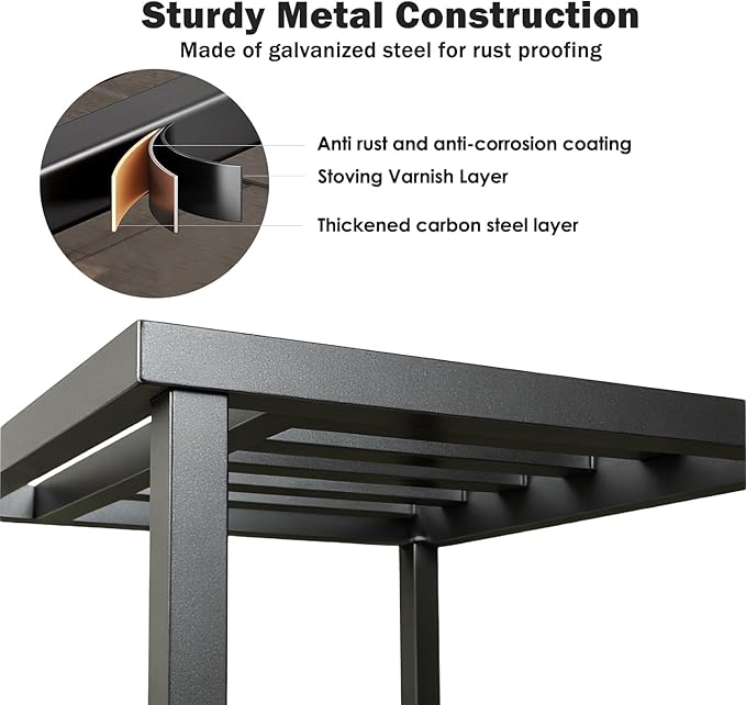 Plant Stand Indoor Outdoor,13 Inch Metal Plant Stands Riser,Heavy Duty Wrought Iron T Pedestal Holders for Large Flower Pot,Outside Rust-Proof Black Flower Display Shelf for Patio,1-Pack