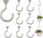 8 Sets Heavy Duty Swag Ceiling Hooks 2.4 Inch, Chrome Finish, Holds Up to 30lbs, for Hanging Plants & Lights, Easy Install on Wood, Concrete & Drywall (Chrome)