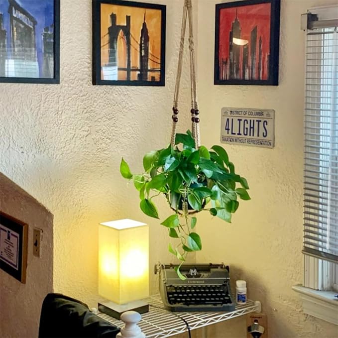 Macrame Plant Hanger Indoor Hanging Plant Holder Hanging Planter Basket with Beads No Tassels for Outdoor Boho Home Decor 35 Inch