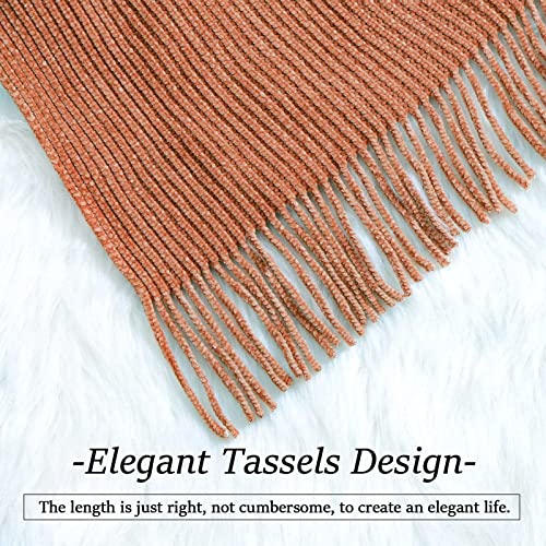 Blagic Knitted Throw Blanket for Couch Soft Farmhouse Boho Throw Blanket with Tassels Home Decorative Lightweight Throw Blankets,Maple Brown Throws for Bed/Chair/Sofa, Stripe Textured,50" W x 60" L - color: E-orange Rust, size: 50 × 60 in