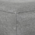SIMPLIHOME Brody 30-inch Wide Large Square Coffee Table Pouf in Distressed Grey, Vegan Faux Leather Ottoman, Footrest, or Extra Seating for Living Room, Assembled