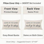 Christian Pillow Covers 12x20 Inch Set of 2 – Warm Cream Lumbar Case – Relax God’s Got This/Give It to God and Go to Sleep – Neutral Faith Throw Pillows Cases for Bed or Couch
