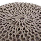 Nahunta Knitted Round Pouf - Cotton - Brown - color: Brown