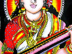 Goddess Saraswati batik sequins Cotton Wall Hanging yoga Painting : Size 43"x30" Inches - color: Saraswati
