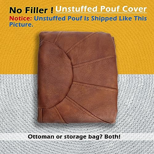 Thgonwid Unstuffed Moroccan Ottoman Pouf Cover, Ottoman Footstool Storage Solution, Bean Bag Chair, Foot Rest, Brown - color: Brown