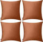 Thmyo 4-Pack 100% Cotton Comfortable Solid Decorative Throw Pillow Case, Square Cushion Cover Pillowcase Sublimation Blank Pillow Covers DIY Throw Pillowcase for Sofa(16x16 inch/ 40x40cm,Rust)