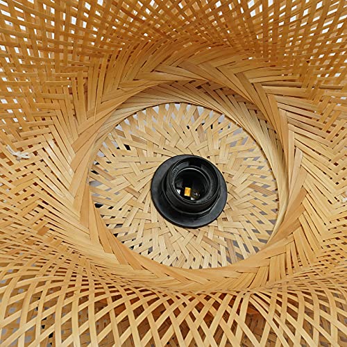 TFCFL 15Inch Bamboo Chandelier, Rattan Pendant Lamp Shade Ceiling Lighting Weave Bamboo Rattan E26 Hanging Light Fixture Hollow Lampshade Pendant Light for Dining Room Restaurant (Bulbs Not Included) - size: 24 Inch, Style A