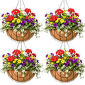 Metal Hanging Baskets for Plants Outdoor 4 Pack Round Metal Wire Hanging Basket Planter (Grid, 10 Inch) - size: 10 Inch, style: Grid