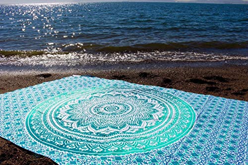 ANJANIYA Ombre Wall Hanging Bohemian Tapestry, Metallic Wall Art Bedspread, Psychedelic Hippie Mandala Dorm Décor for Hanging, Bedding, Beach Coverlet Curtain, Green, 54"X60" - color: Green, size: 60"L x 54"W