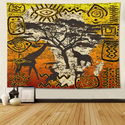 feelacle African Tribe Symbol Tapestry 80" X 60" Africa Map Wall Hanging Party Decorations Home Decor For Bedroom Living Room Dorm (200 X 150cm) - color: African Tribe Symbol, size: 80"L x 60"W