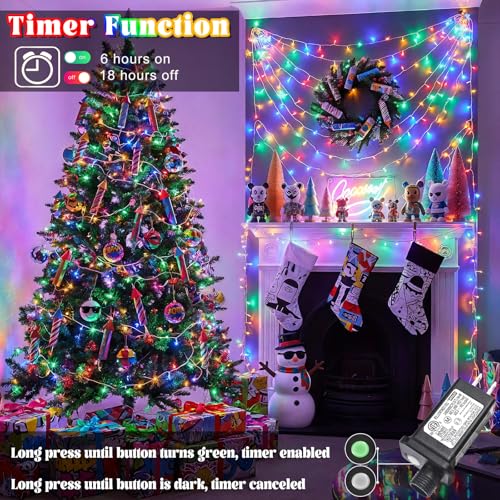 132FT 400 LED Outdoor String Lights, Plug in Christmas Lights Indoor Waterproof with 8 Modes, Connectable String Lights for Outside Bedroom Home Party Yard Holiday Decorations, Multicolor - color: Multicolor, size: 132ft 400LED